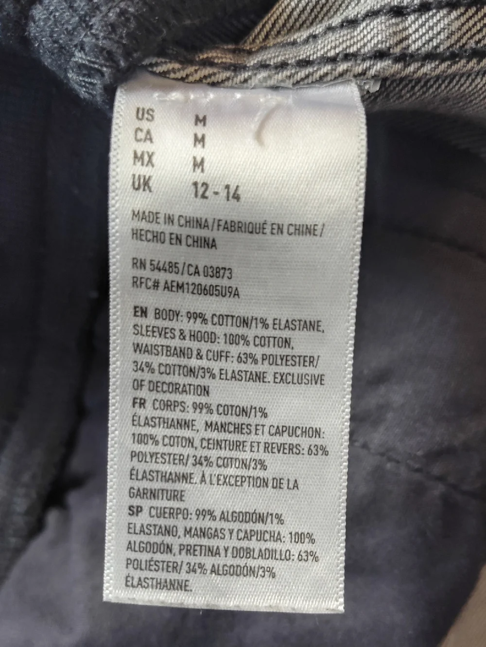American Eagle Black Denim Hoodie Trucker Jacket Size Medium